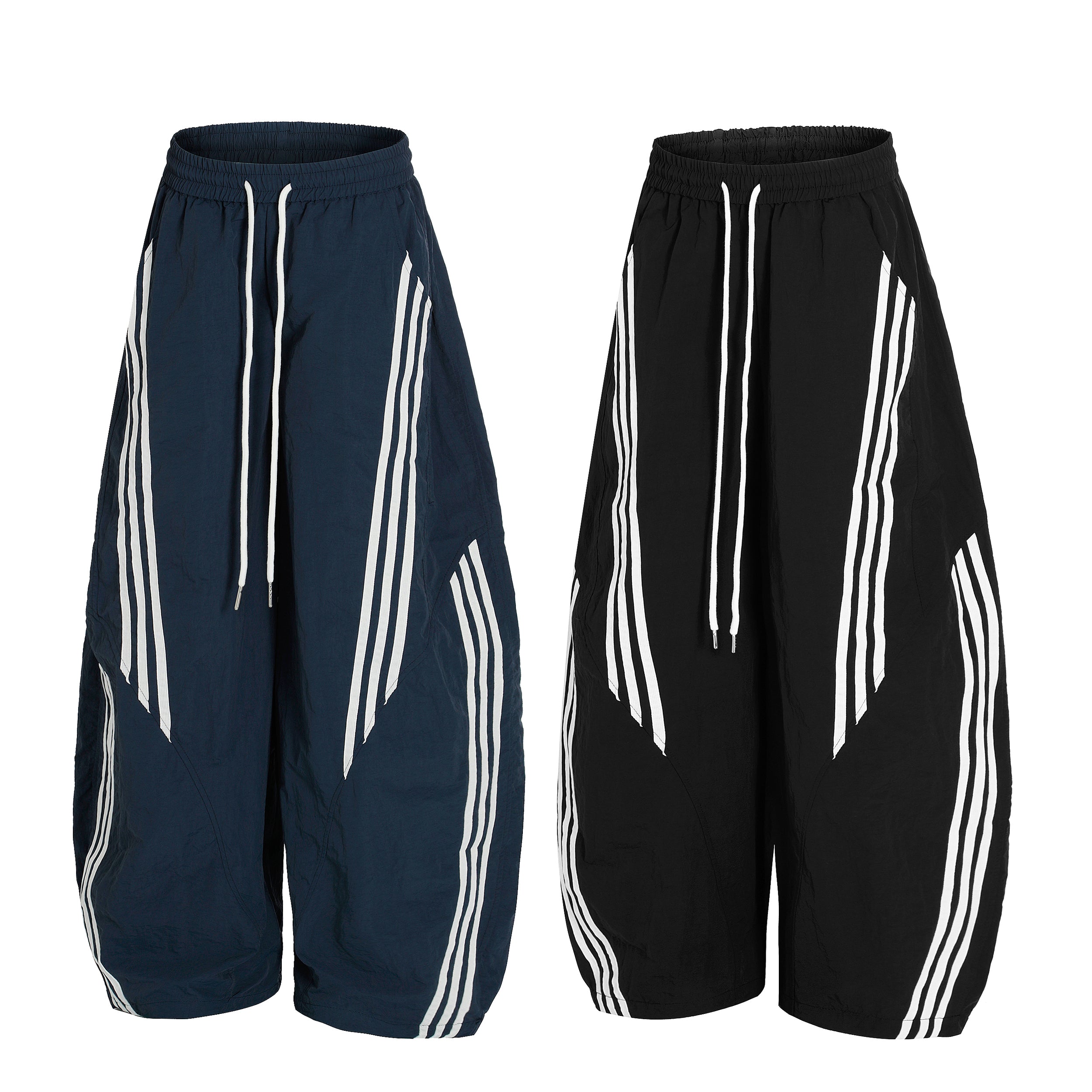 STARRVAINT Nylon Multi-Stripe Track Wide-Leg Pants