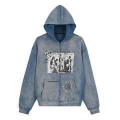 STARRVAINT Vintage Graphic Zip-Up Hoodie