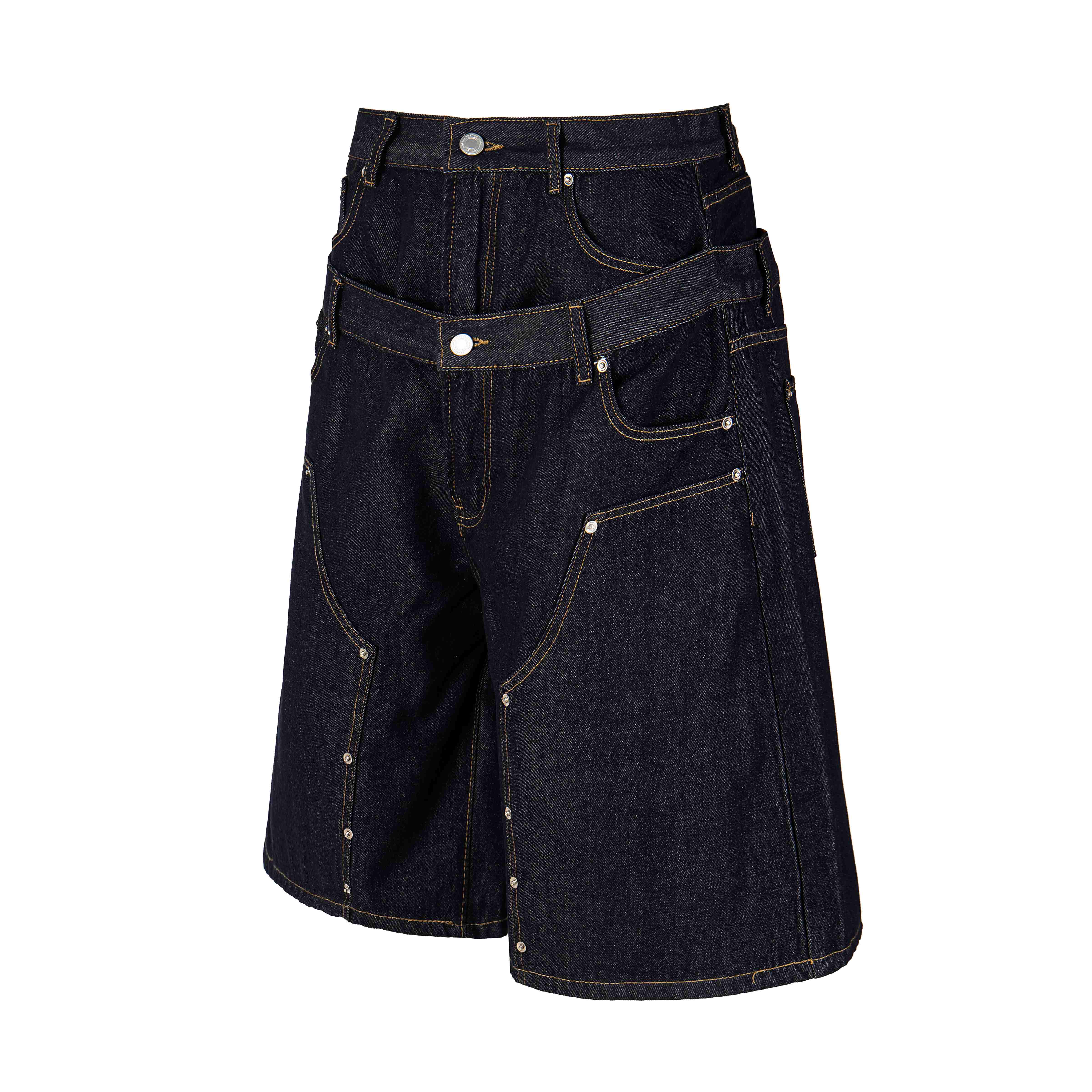 STARRVAINT “Double Waist Panel Denim Shorts”