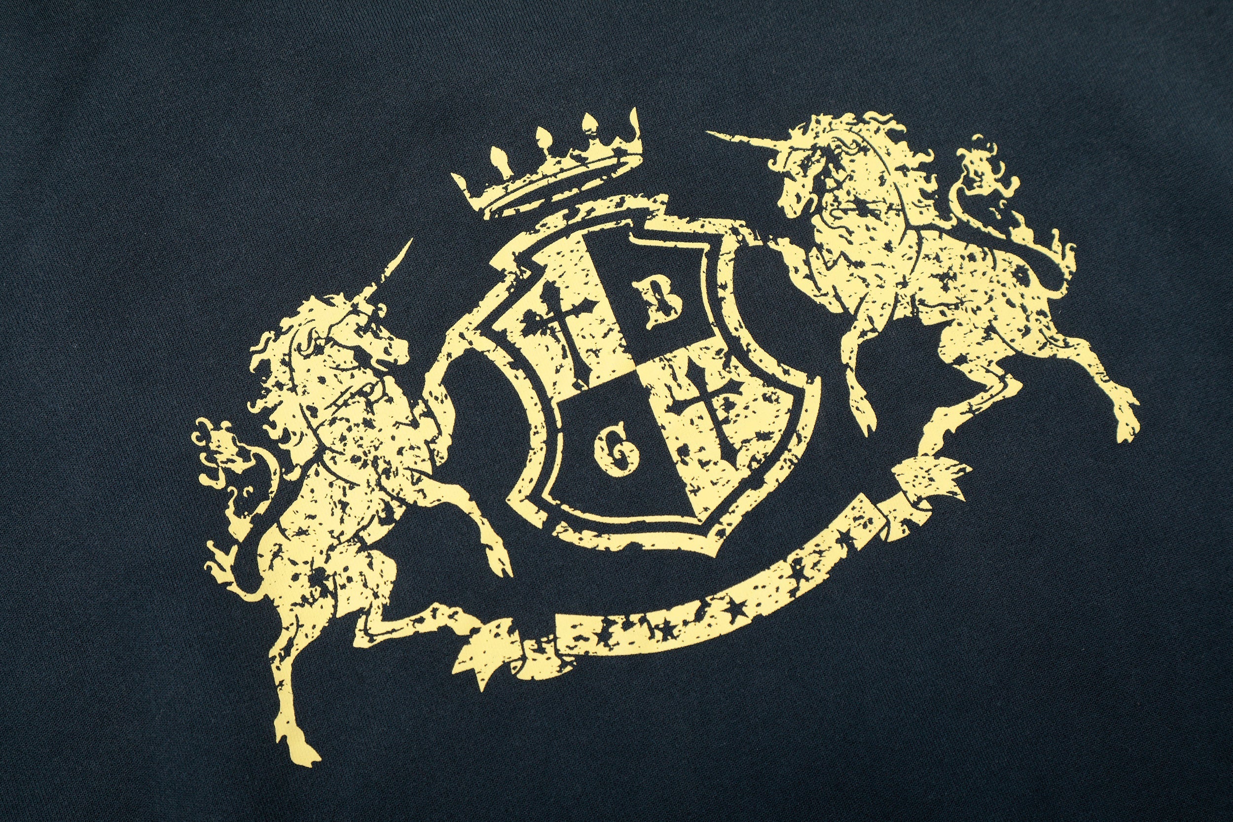 STARRVAINT Distressed Crest Zip-Up Hoodie