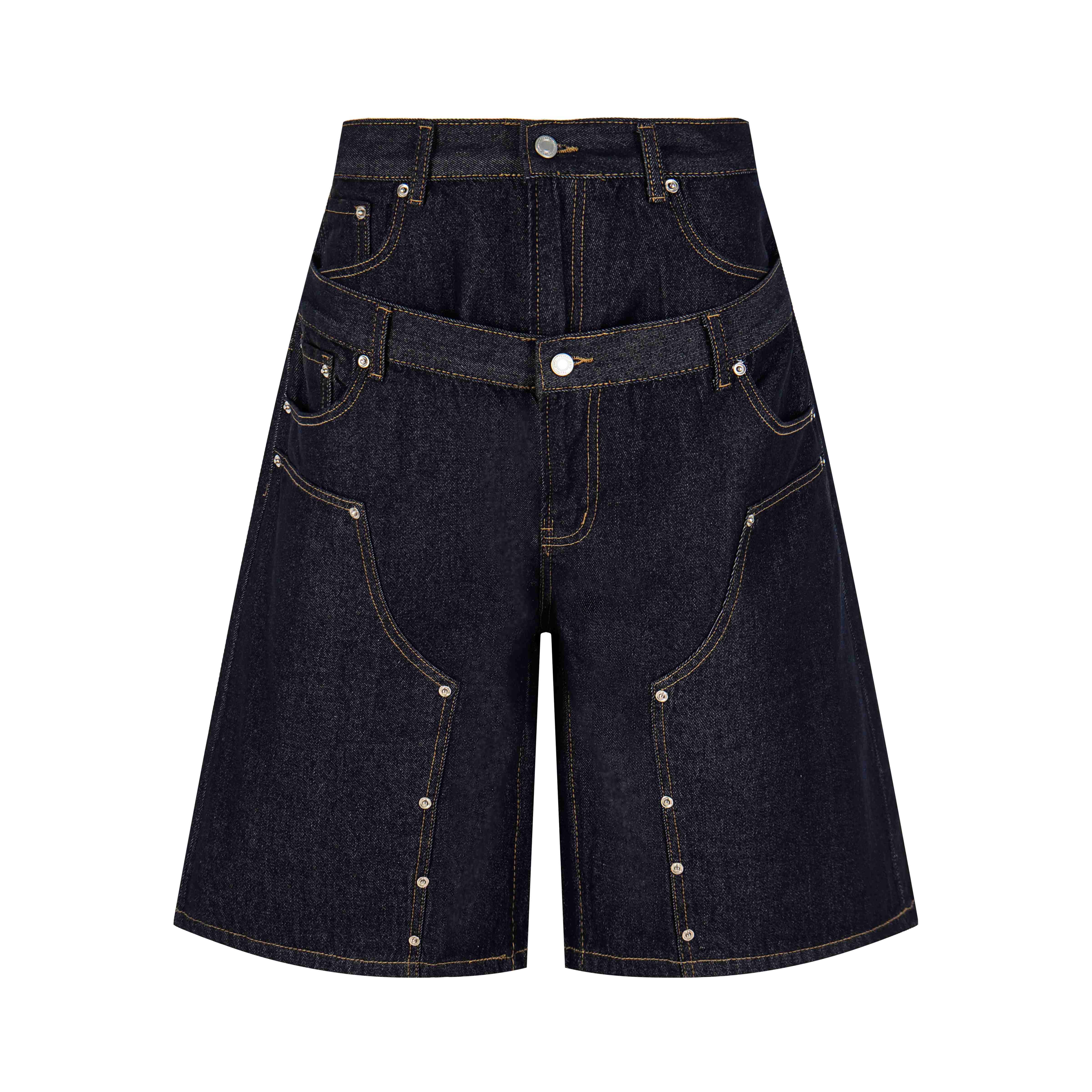 STARRVAINT “Double Waist Panel Denim Shorts”