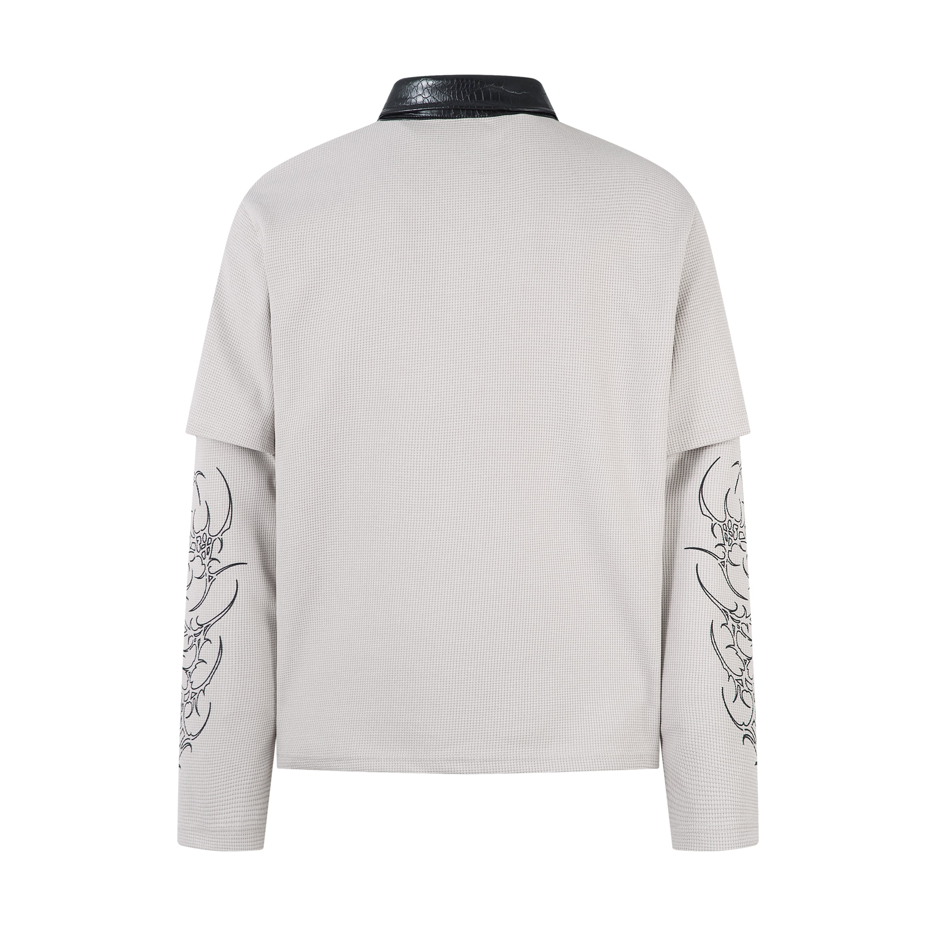 STARRVAINT Barbed Poetry Layered Collar Long Sleeve Polo