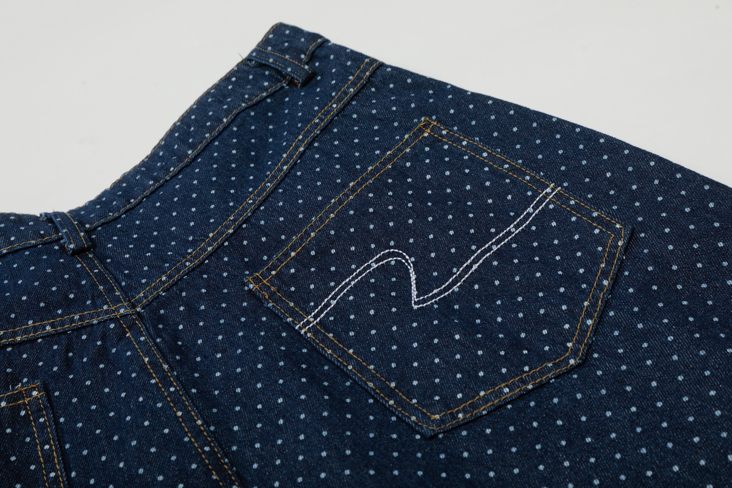 STARRVAINT Polka Dot Denim Cargo Shorts