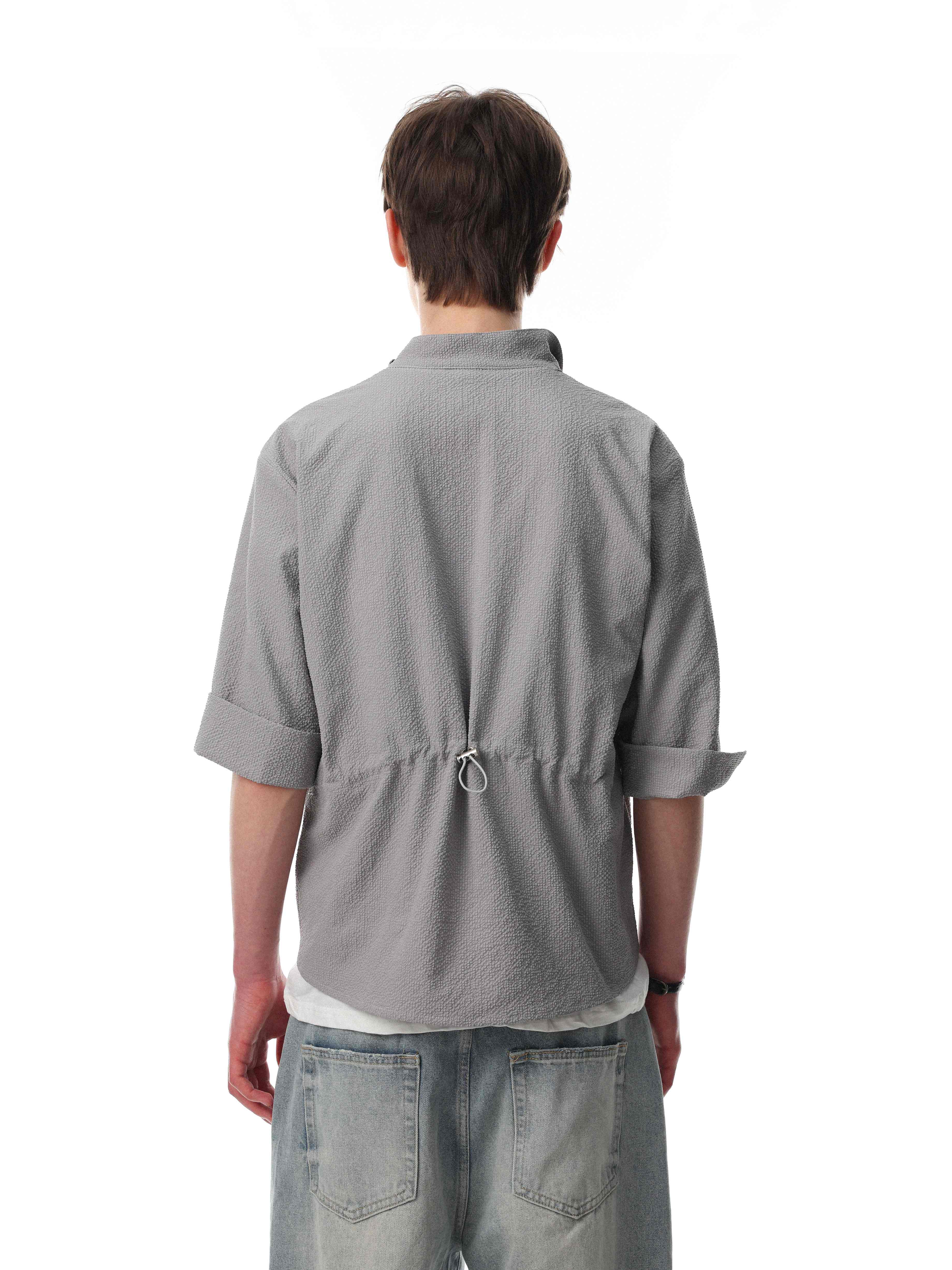 STARRVAINT “Asymmetrical Stand-Collar Shirt”