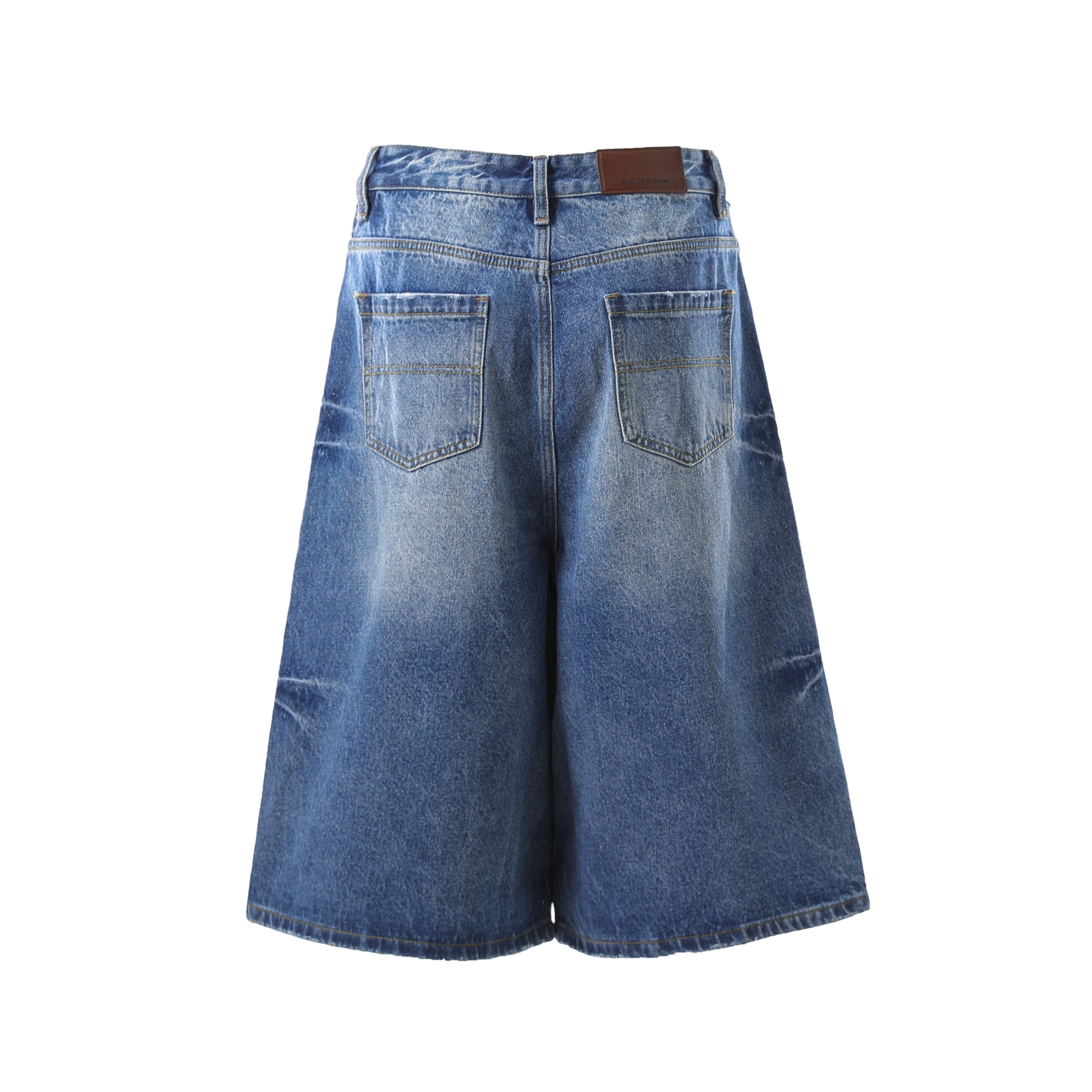 STARRVAINT Vintage Wash Wide-Leg Denim Shorts