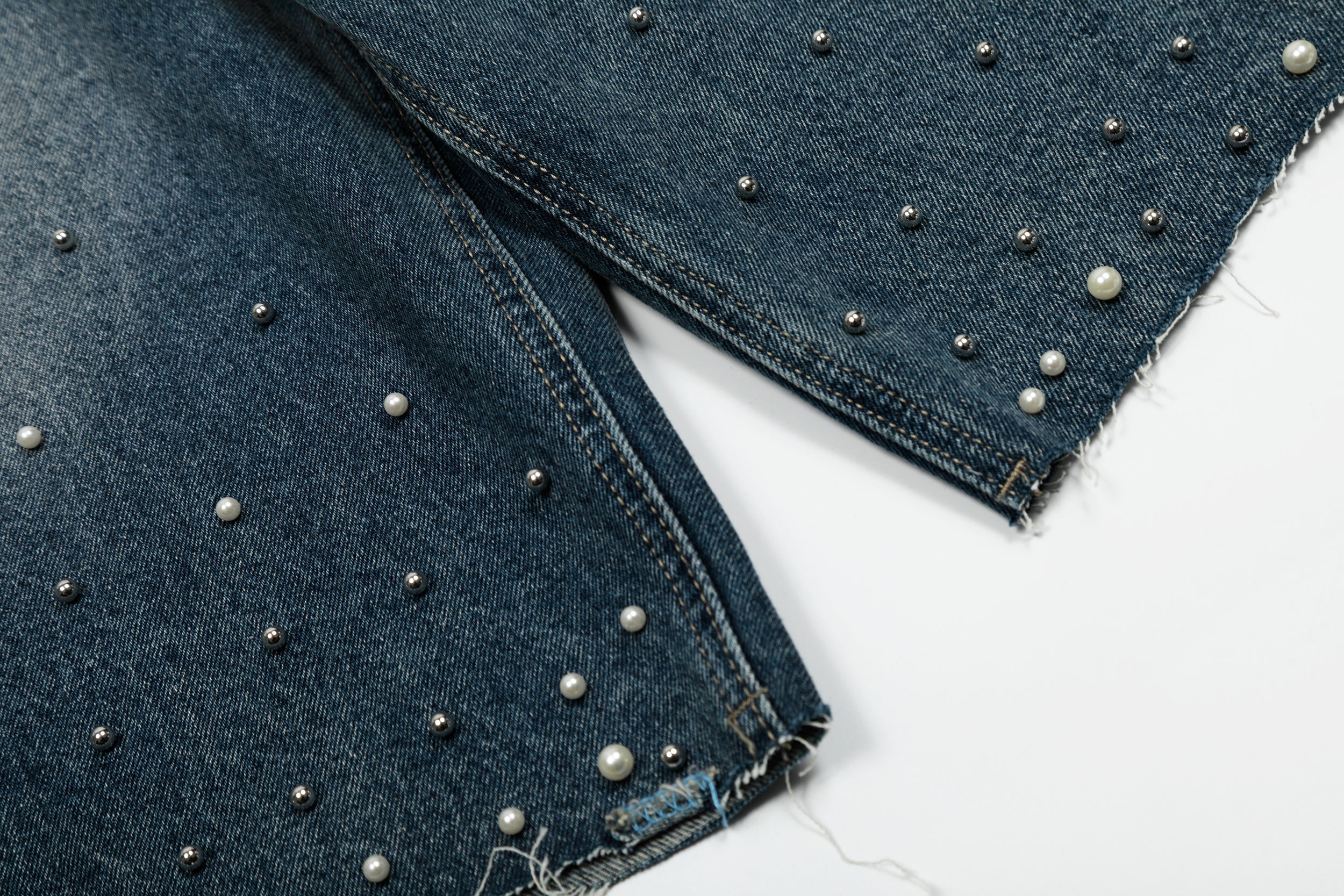 STARRVAINT Studded Denim Shorts