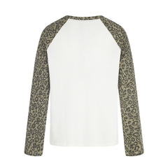 STARRVAINT Leopard Sleeve Graphic Waffle Long Sleeve T-Shirt